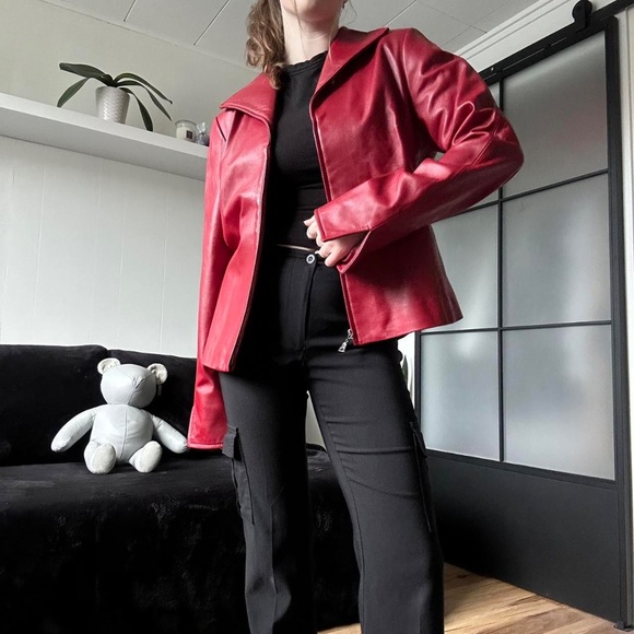 Danier Jackets & Blazers - Vintage 90s Danier Red Genuine Leather Jacket
